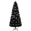 vidaXL Kerstboom met LED-sneeuwvlokken 210 cm glasvezel zwart
