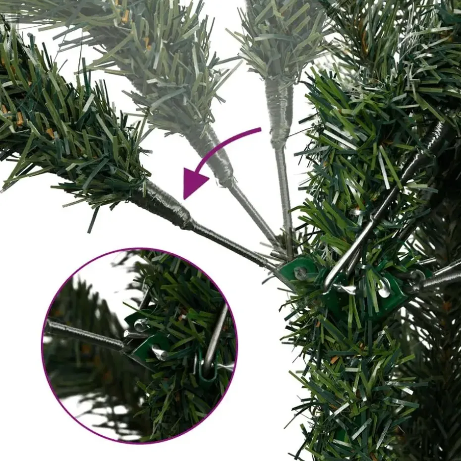 vidaXL Kunstkerstboom met scharnieren en standaard 210 cm groen