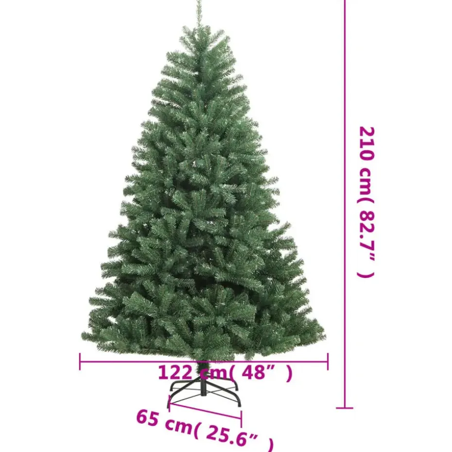 vidaXL Kunstkerstboom met scharnieren en standaard 210 cm groen