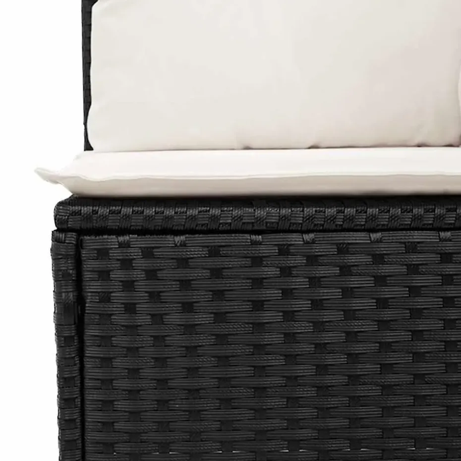 vidaXL Loungebank 2 zits met crème kussens en salontafel - Zwart 110x62x69 cm