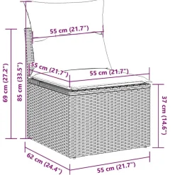 vidaXL Loungebank 2 zits met crème kussens en salontafel - Zwart 110x62x69 cm