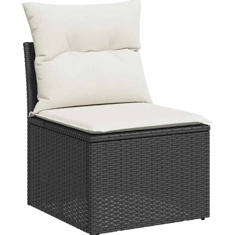 vidaXL Loungebank 2 zits met crème kussens poly rattan - Zwart 110x62x69 cm