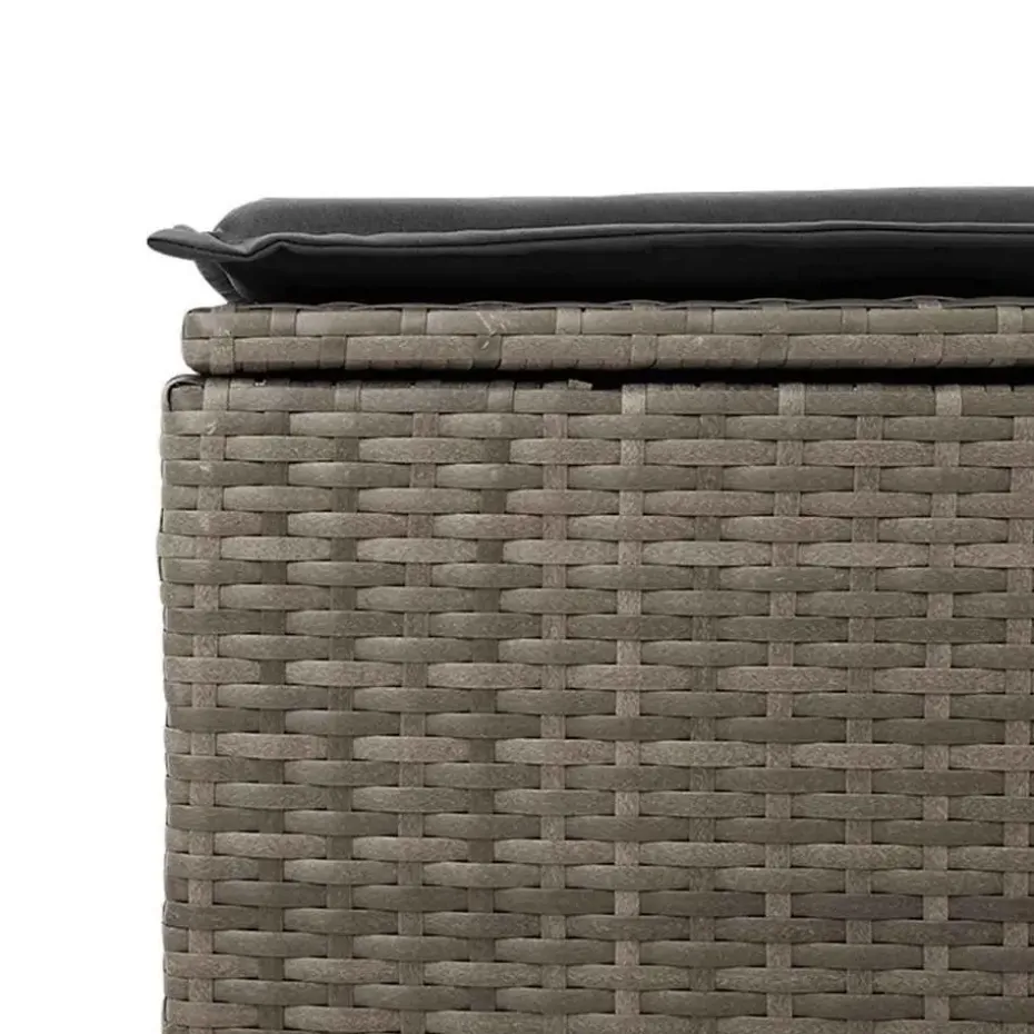 vidaXL Loungebank voor 2 met kussens poly rattan - Grijs krukken 110x55x37 cm