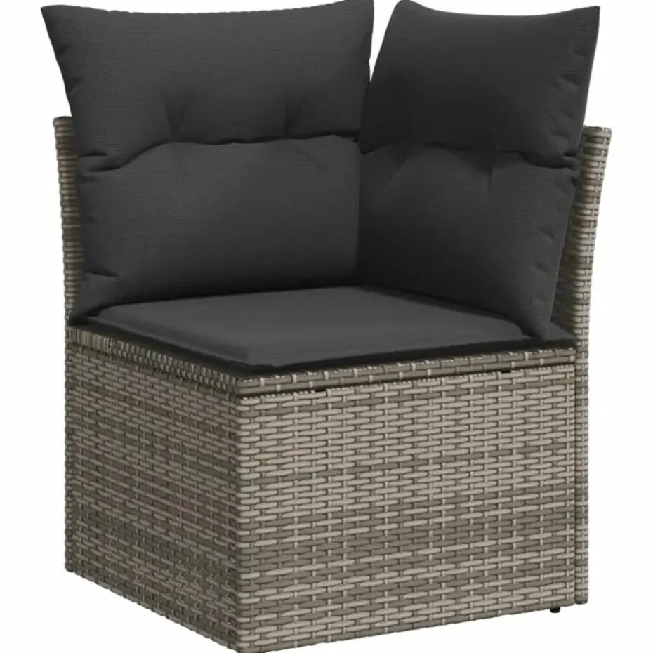 vidaXL Loungeset met kussens - hout armsteun & salontafel - Grijs - 6 stuks