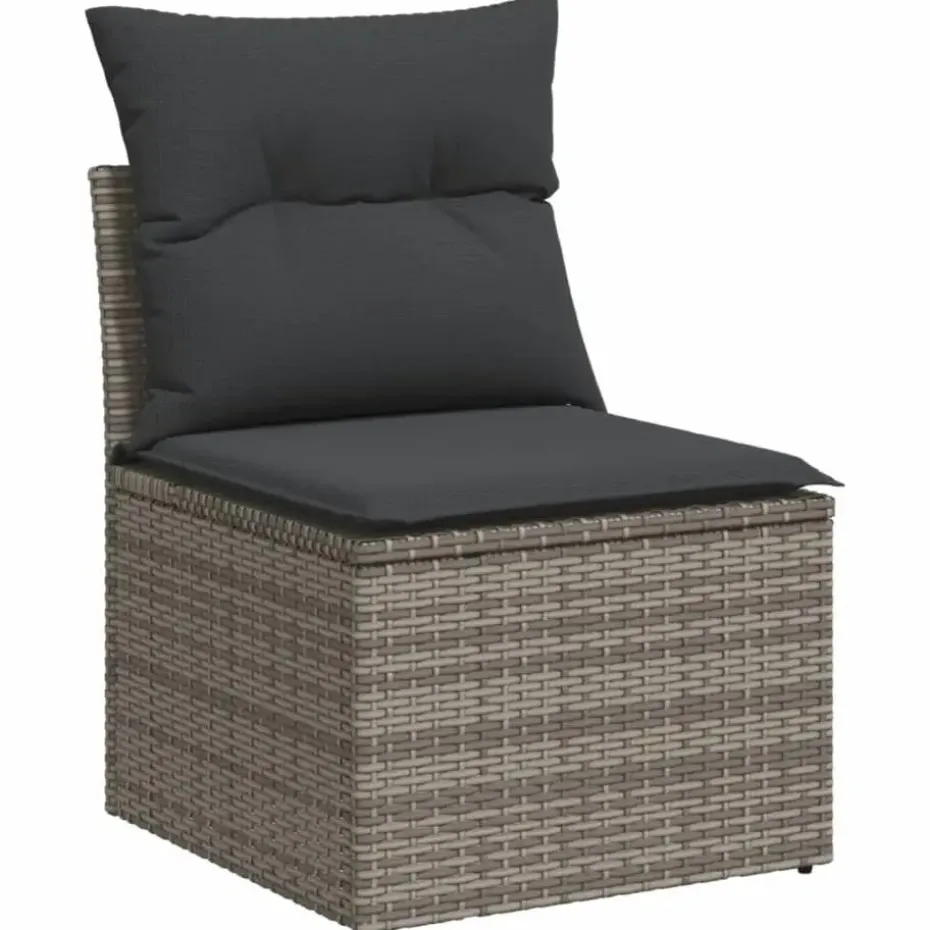 vidaXL Loungeset met kussens - hout armsteun & salontafel - Grijs - 6 stuks