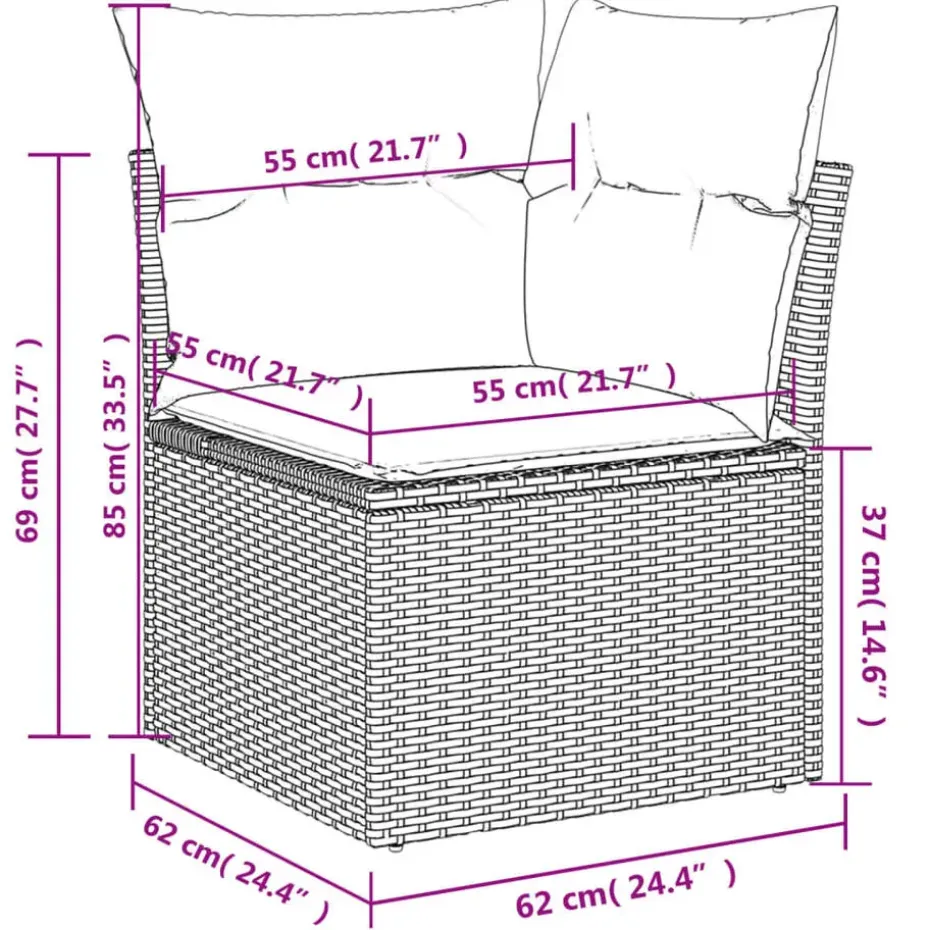 vidaXL Loungeset met kussens - hout armsteun & salontafel - Grijs - 6 stuks