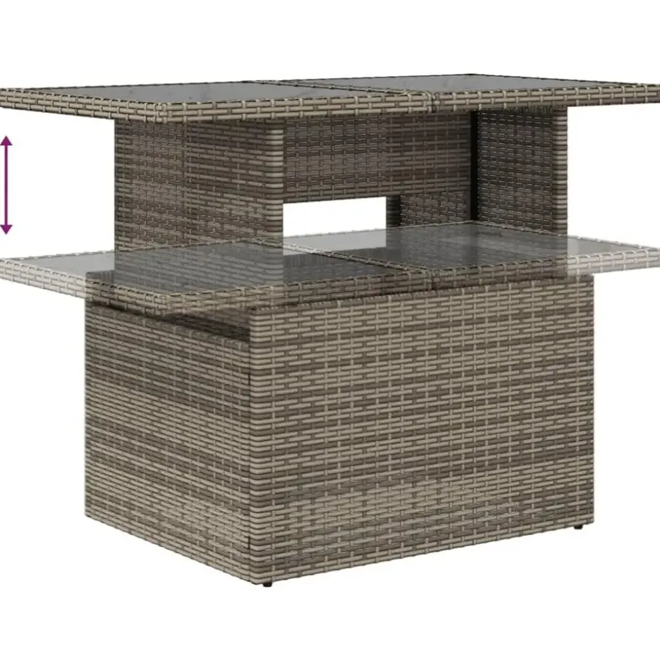 vidaXL Loungeset voor 5 met kussens & verstelbaar salontafel - Gris - 6 stuks