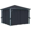 VIDAXL Prieel met gordijn 300x300 cm aluminium antraciet