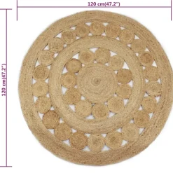 vidaXL Rond Tapijt – Beige Jute – Ø120 cm – Natuurlijk Vloerkleed