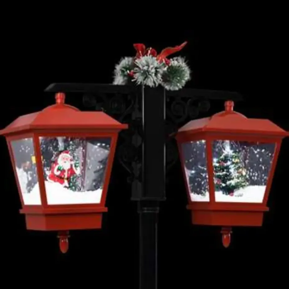 vidaXL Straatlantaarn met kerstman 81x40x188 cm PVC zwart en rood
