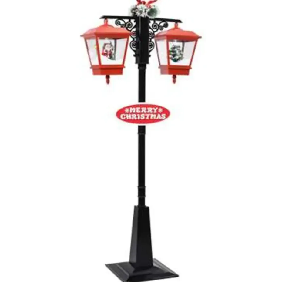 vidaXL Straatlantaarn met kerstman 81x40x188 cm PVC zwart en rood