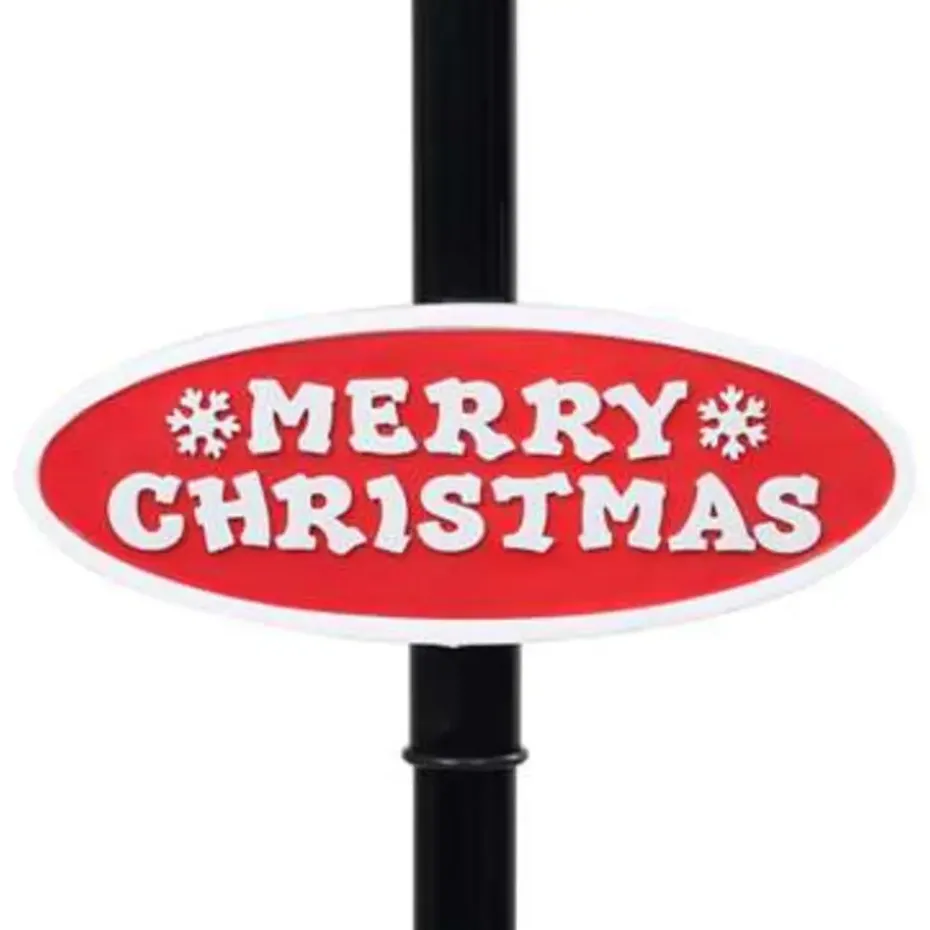 vidaXL Straatlantaarn met kerstman 81x40x188 cm PVC zwart en rood