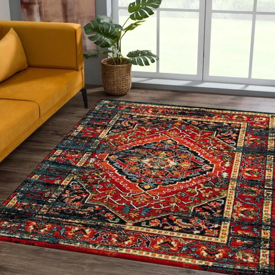 Vintage Marrakech Vloerkleed Zwart / Multi Laagpolig - 160x230 CM