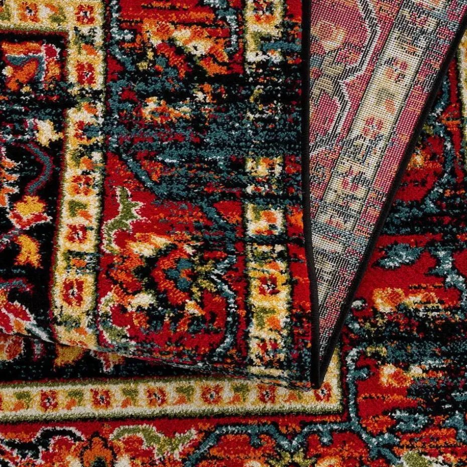 Vintage Marrakech Vloerkleed Zwart / Multi Laagpolig - 160x230 CM