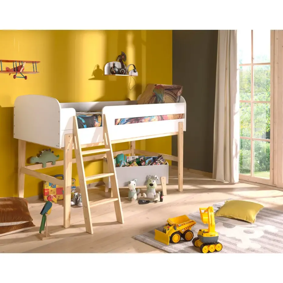 Vipack halfhoogslaper Kiddy - wit - 204,4x129,4x120 cm