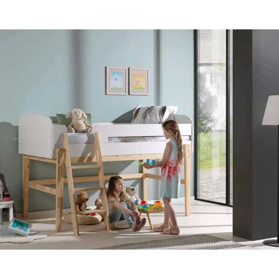 Vipack halfhoogslaper Kiddy - wit - 204,4x129,4x120 cm