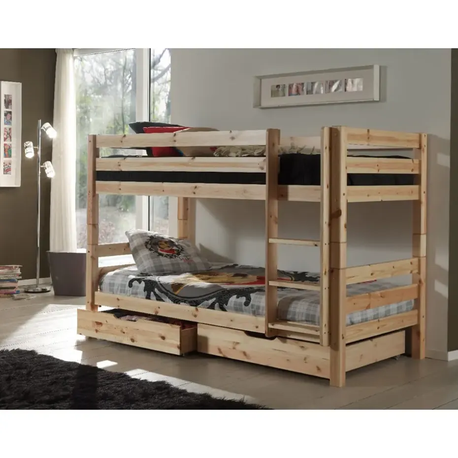 Vipack stapelbed Pino met opberglades - grenenhout - 140x103x208 cm