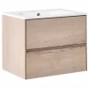 VITA - Wandgemonteerd meubel met wasbak - Lichtbruin - MDF