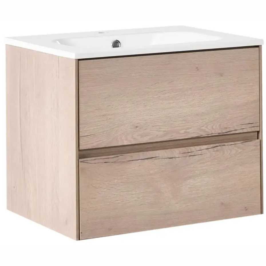 VITA - Wandgemonteerd meubel met wasbak - Lichtbruin - MDF