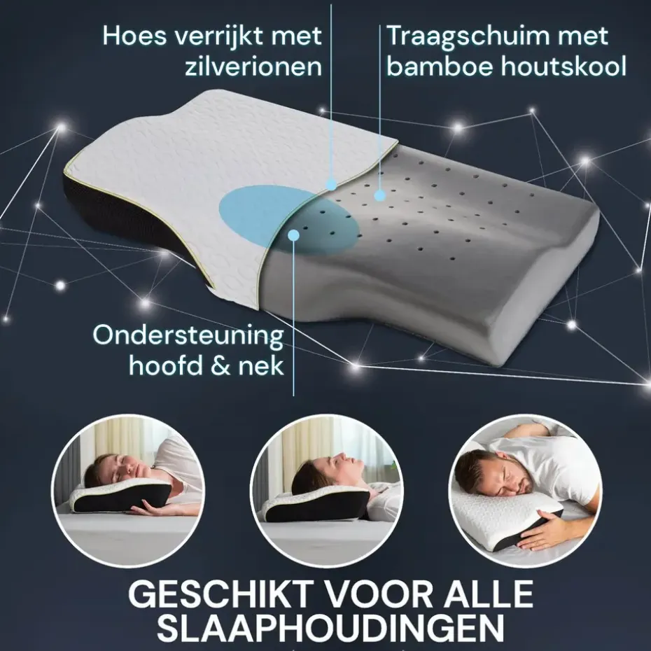 Vitapur Memosilver Anatomisch Anti-Snurk Kussen - 60x40 cm