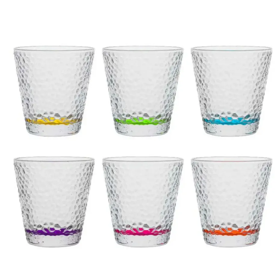 Vivalto Waterglazen/drinkglazen - 6x - kleurenmix - 310 ml - 9 cm