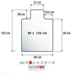 Vloerbeschermer met uitsparing - Antistatisch PVC - Tapijt - 90x120 cm