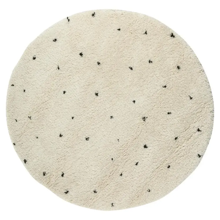 Vloerkleed Kinderkamer stip - Wit/Zwart - Dots - Interieur05 - Rond 160 Ø