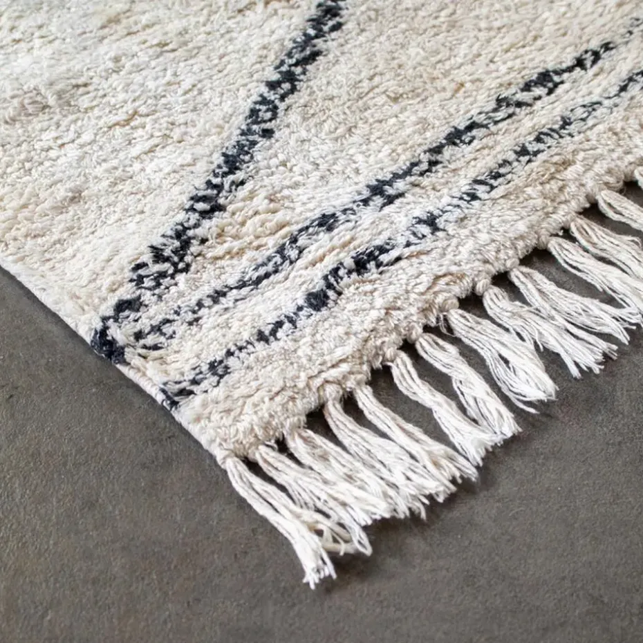 Vloerkleed 120x180 - Beige & Zwart - Katoen Polyester - Vloerkleed Kabah - Giga