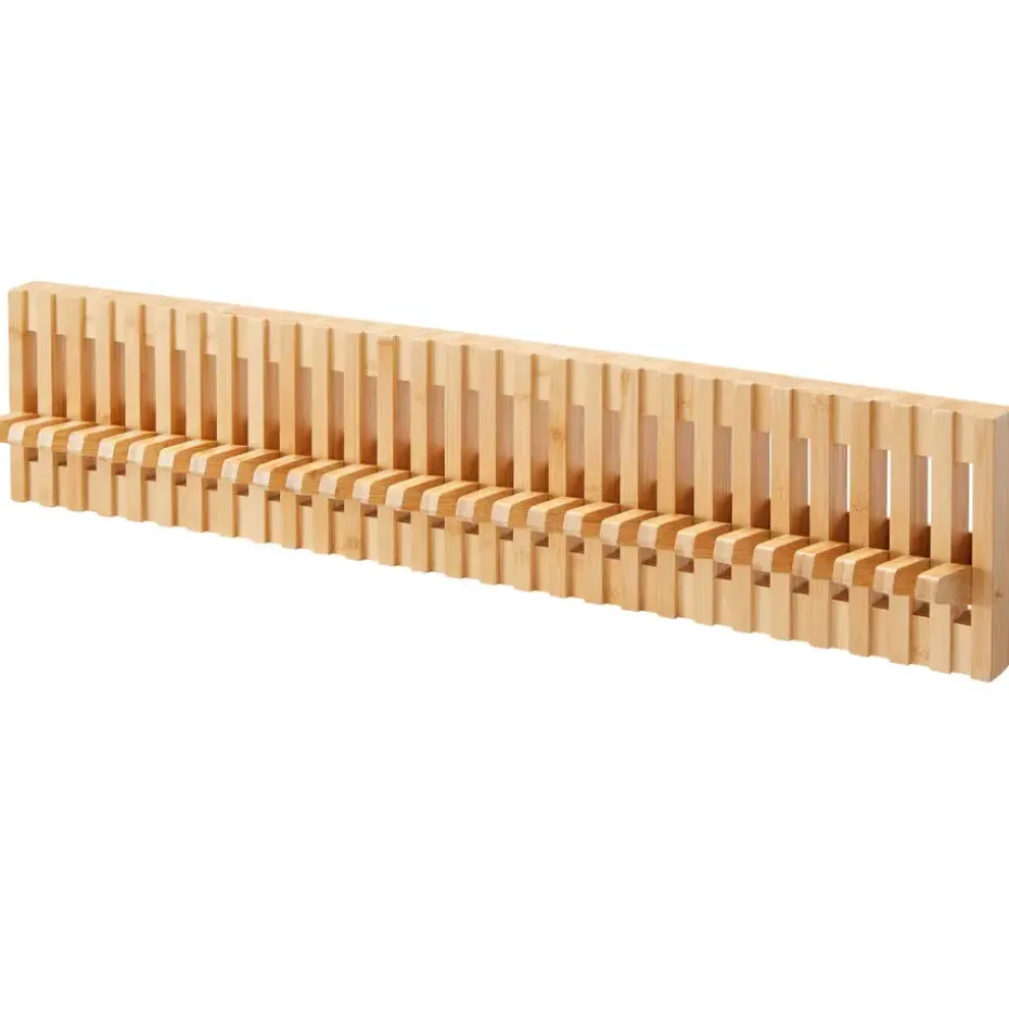 Wandkapstok - Kapstok met 28 verstelbare Haken - 87 cm lengte - Bamboe