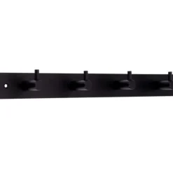 Wandkapstok - zwart - met 4 jashaken - metaal - 4 x 32 cm