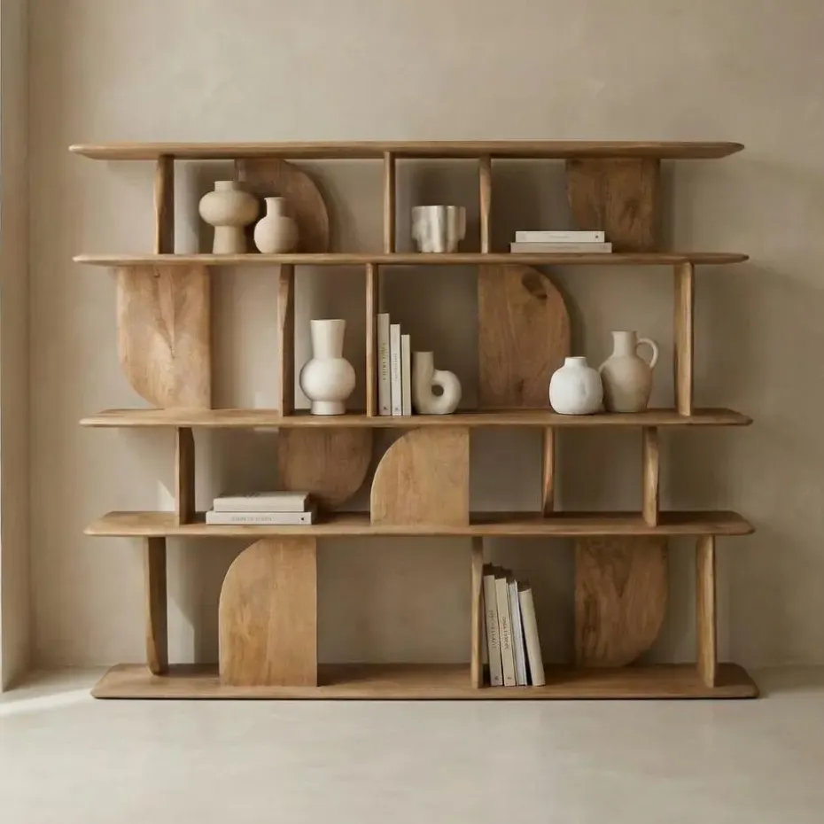Wandkast Naturel Mangohout - Open - 170x35x140cm - Solis