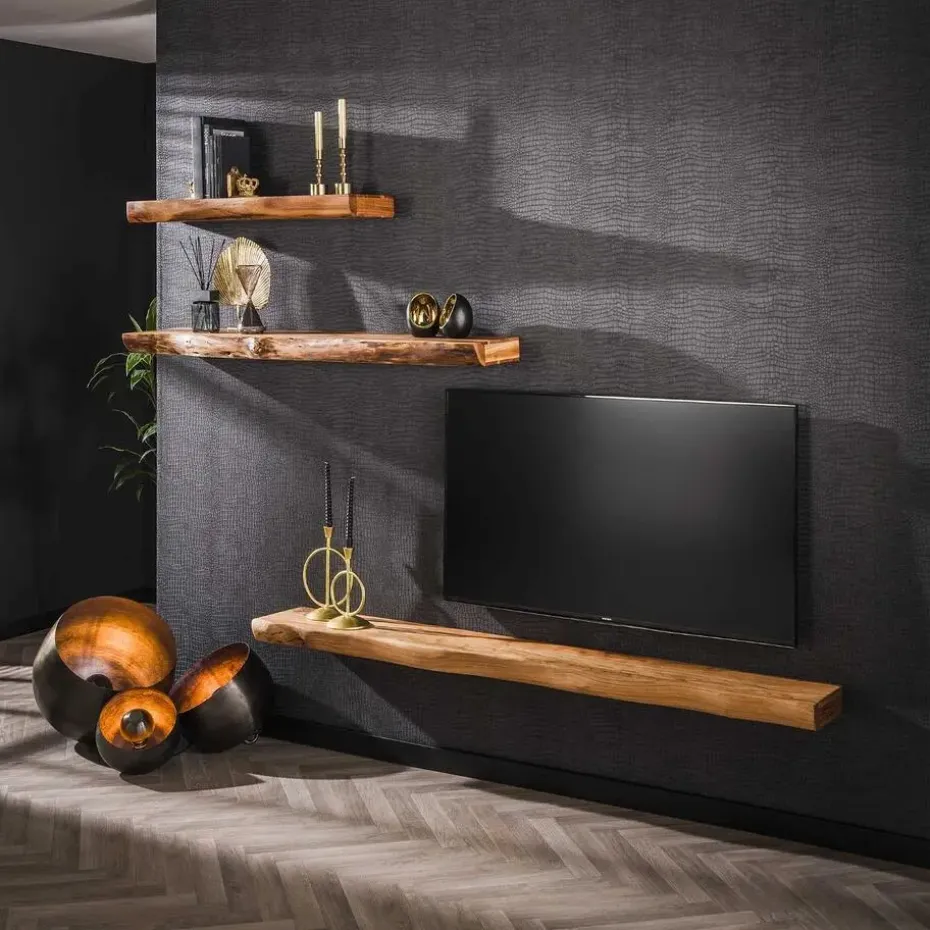 Wandplank Acaciahout 200cm - 200x25x8cm - Plank Tree