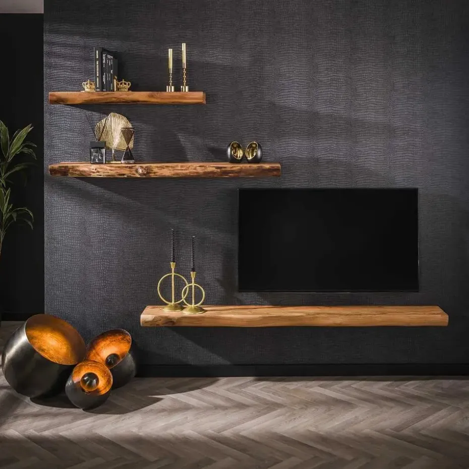 Wandplank Acaciahout 200cm - 200x25x8cm - Plank Tree