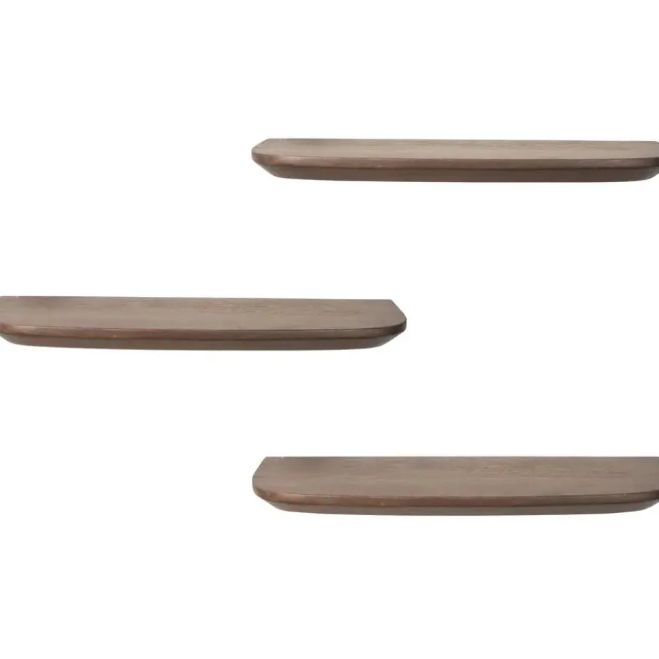 Wandplank Bruin Hout - Set van 3 - 60x20x15cm - Gusta