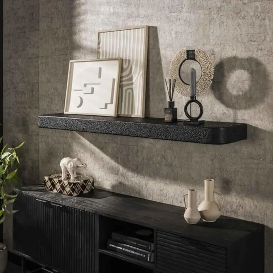 Wandplank Grijs Metaal - 150x29x8cm - Metallic