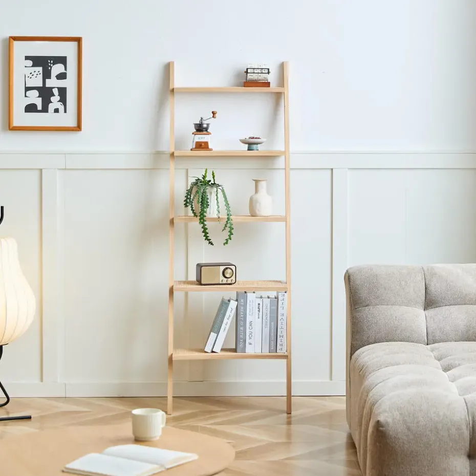 Wandplank Ladder van Massief Natuurlijk Hout