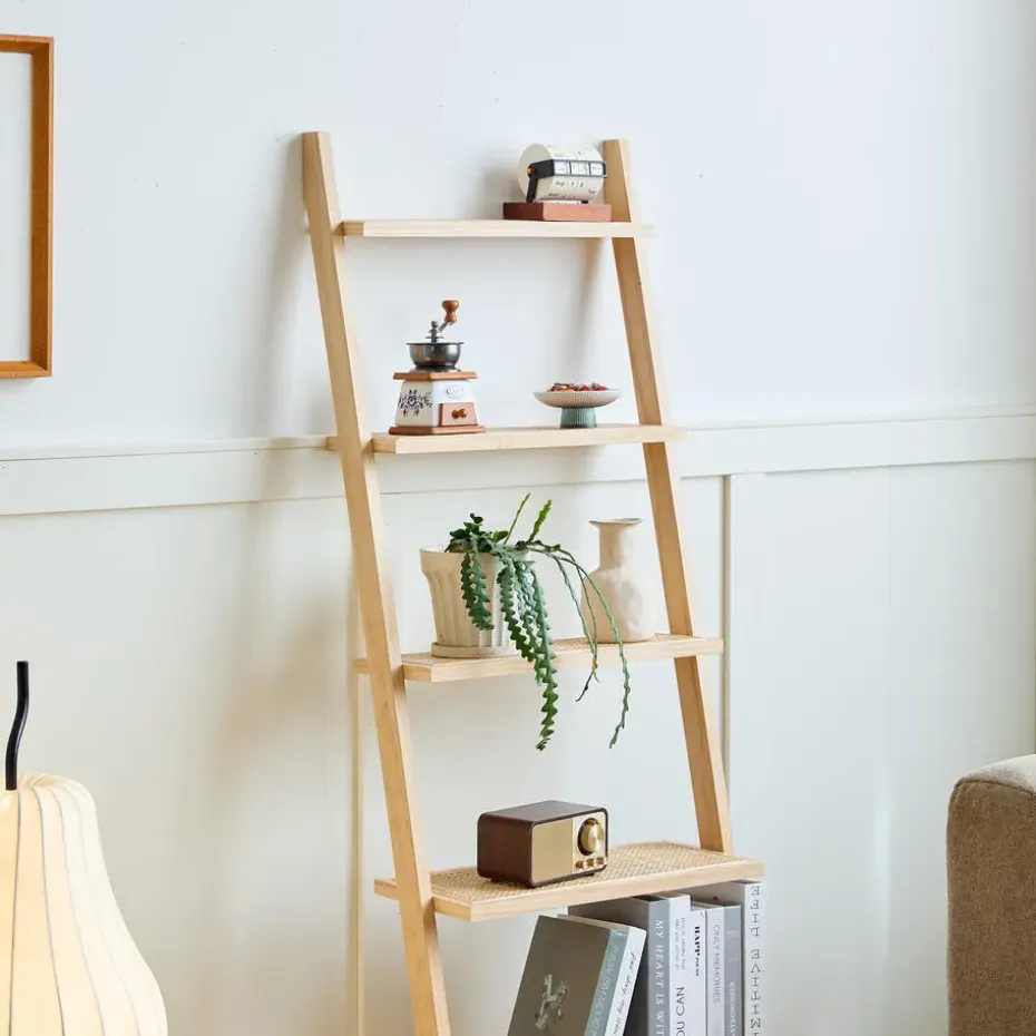 Wandplank Ladder van Massief Natuurlijk Hout