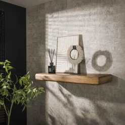 Wandplank Naturel Hout - 118x35x10cm - Sleek