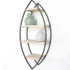 Wandrek ovaal met 4 houten plankjes - 36x80cm