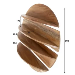 Wandschap - 4-Delig Rond - Hout - Naturel - Margosa