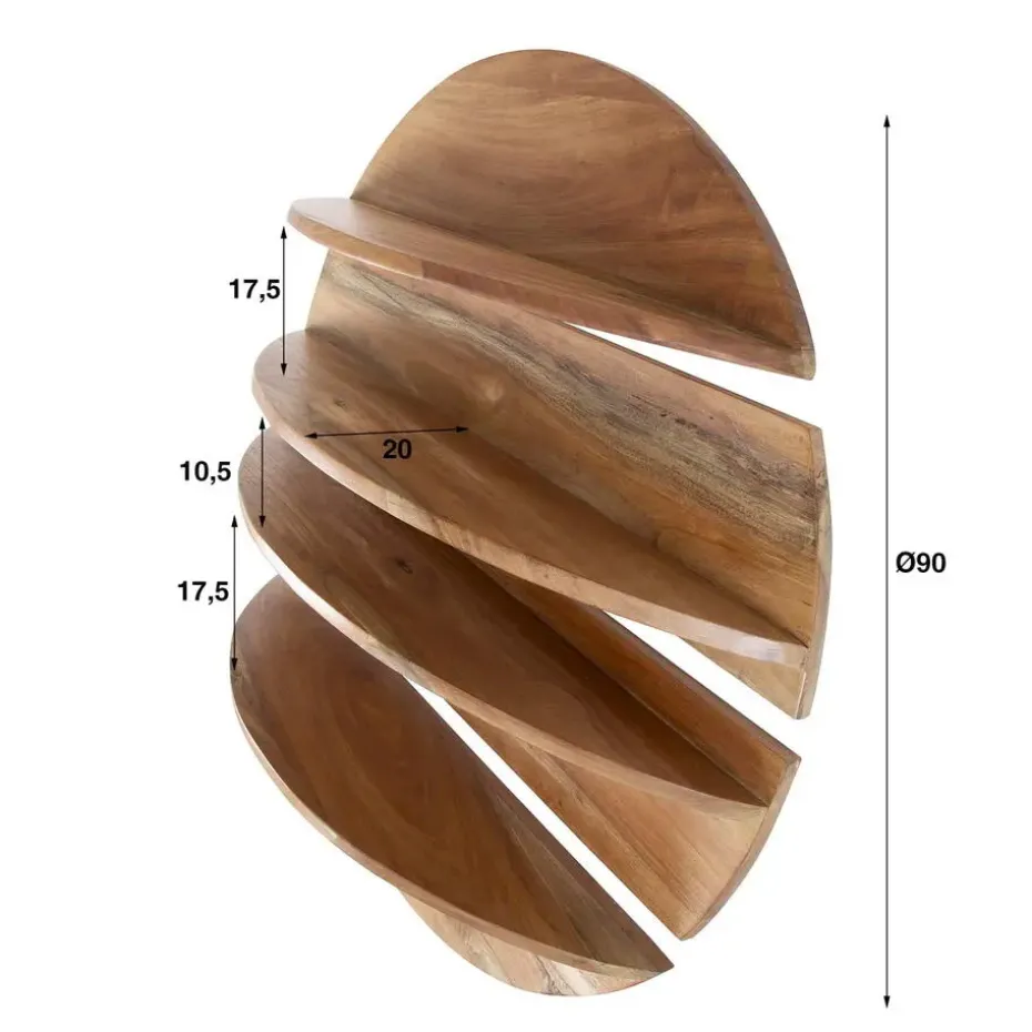 Wandschap - 4-Delig Rond - Hout - Naturel - Margosa