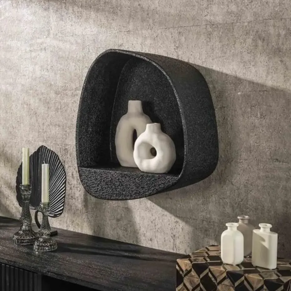 Wandschap Grijs Metaal - 43x21x48cm - Metallic Breed
