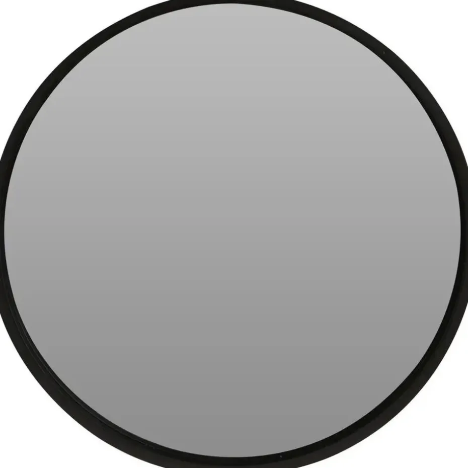 Wandspiegel - rond - houten frame - zwart - D50 cm