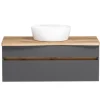 Wastafelmeubel Vikas 101cm 2 lades - antraciet/eik