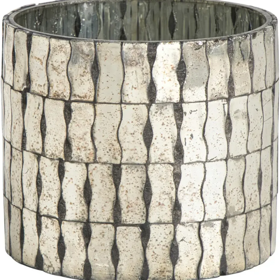 Waxinelichthouder spiegel bruin glas 10xØ11 cm