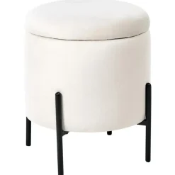 WENONA - Opbergpoef - Off-white - Fluweel