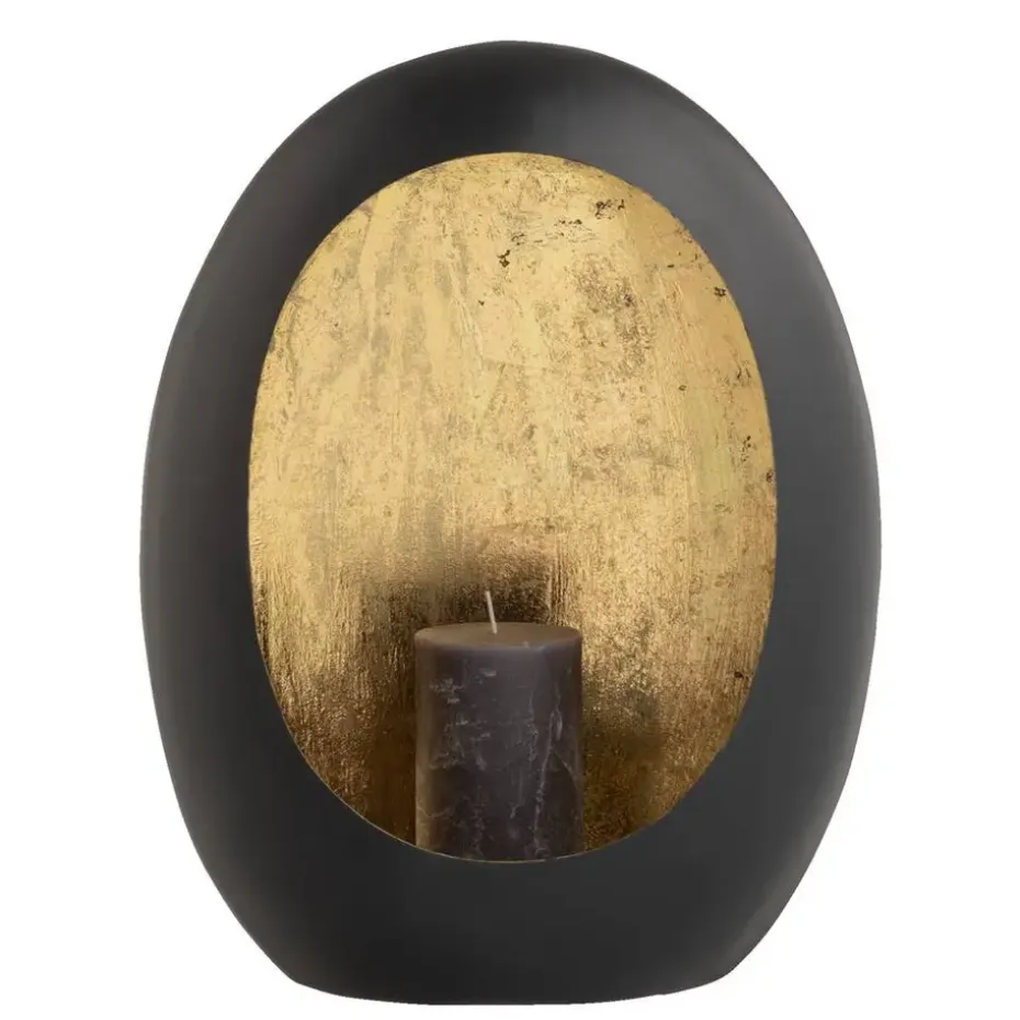 Windlicht Brygge - Zwart/Goud - 38x29x16 cm