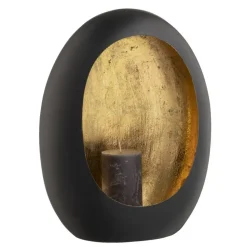 Windlicht Brygge - Zwart/Goud - 38x29x16 cm