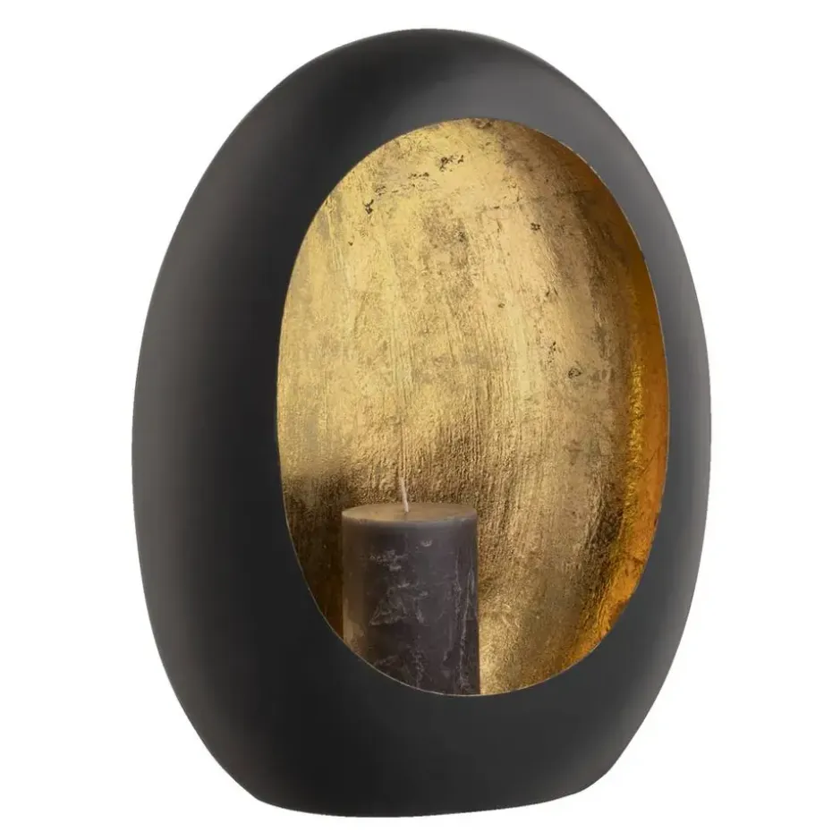 Windlicht Brygge - Zwart/Goud - 38x29x16 cm