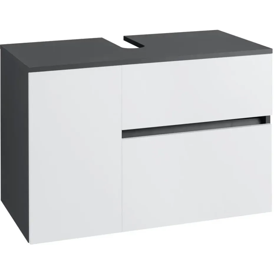 Wisla - Badmeubel 80 cm 1-lade, 1 klep, 1 deur wit/grijs